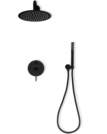 Set de dus Lungo Black Metallic + Box, anti calcar, negru, montaj incastrat [3]