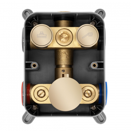 Set de dus Lungo Miler Auriu + Box cu Termostat, anti calcar, auriu, montaj incastrat [3]