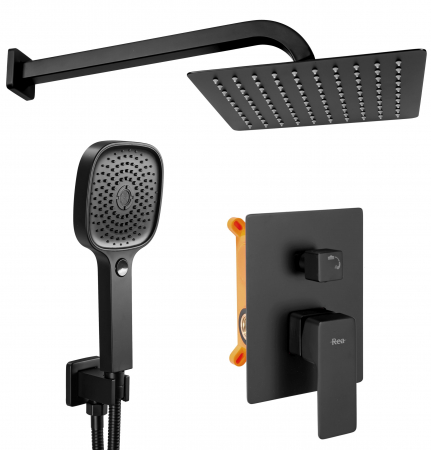 Sisteme și Capuri de duș - Set de dus Orix Black Box, anti calcar, negru, montaj incastrat