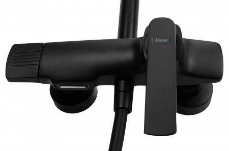Set de dus Rebel Black Matt, anti calcar, negru, montaj pe perete [1]