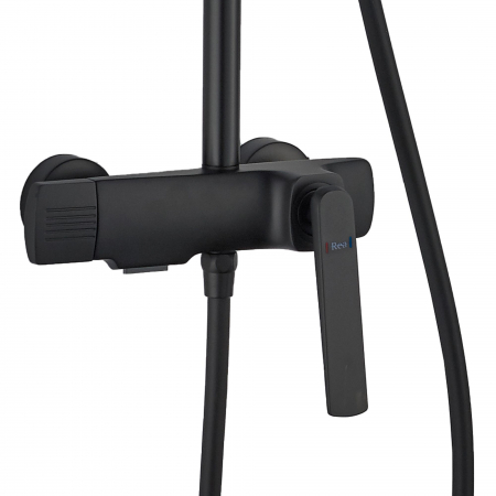 Set de dus Rebel Black Matt, anti calcar, negru, montaj pe perete [2]