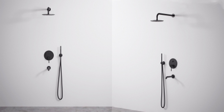 Set de duș și cada incastrabil Lungo Black black + Box, anti calcar, negru, montaj incastrat [5]