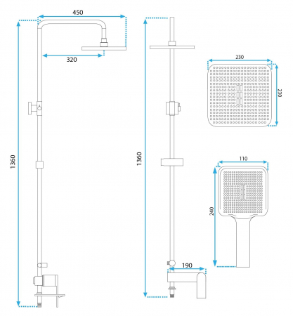 Set de dus Storm Black Matt, anti calcar, negru, montaj pe perete [5]
