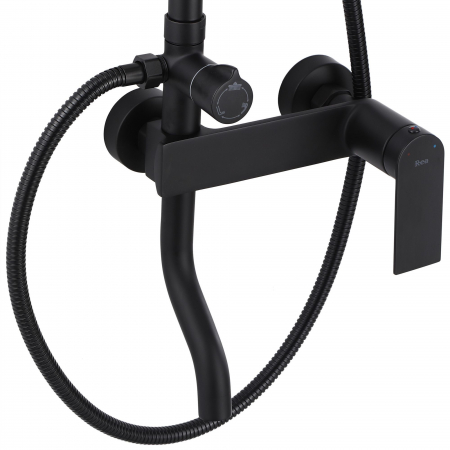 Set de dus Storm Black Matt, anti calcar, negru, montaj pe perete [1]