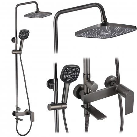 Sisteme și Capuri de duș - Set de dus Storm Titanium, anti calcar, titanium, montaj pe perete