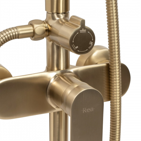 Set de dus Verso Brushed Gold, anti calcar, auriu, montaj pe perete [6]
