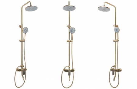 Set de dus Verso Brushed Gold, anti calcar, auriu, montaj pe perete [1]