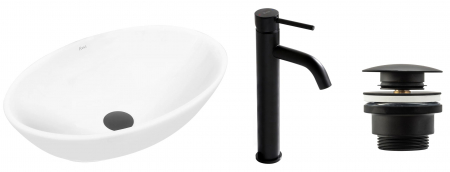 Set Lavoar Pamela White + Baterie Inalta Lungo Black+ Dop Universal Black, nan, alb lucios [8]
