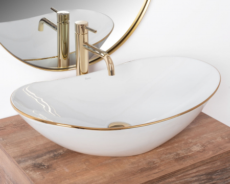 Set Lavoar Royal Gold Edge + Baterie Inalta Lungo Gold + Dop Universal Gold, nan, alb lucios [1]