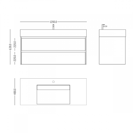 Set mobilier baie Deep cu lavoar compozit, 120 cm, stejar, Soft Close, suspendat [7]