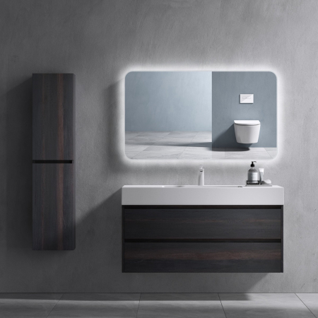 Baie - Set mobilier baie Deep cu lavoar compozit, 120 cm, stejar, Soft Close, suspendat