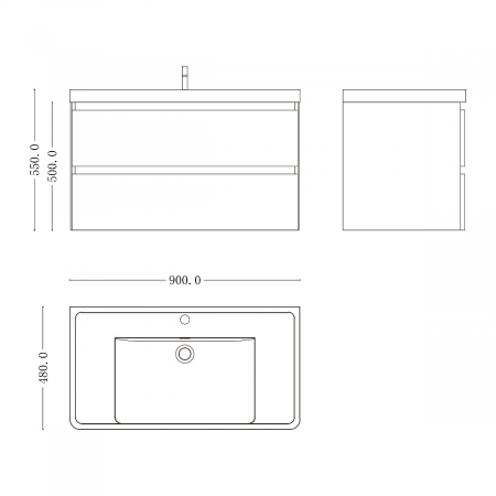 Set mobilier baie Lucca cu lavoar compozit, MDF, 60 sau 90 cm, alb sau negru, cu sau fara oglinda LED, Soft Close, suspendat [11]