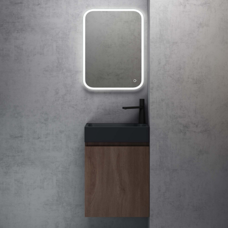 Set mobilier baie Pisa11 cu lavoar compozit antracit, MDF, 46 cm, alb, maro, stejar, antracit, cu sau fara oglinda LED, Soft Close, suspendat [9]