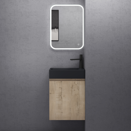 Set mobilier baie Pisa11 cu lavoar compozit antracit, MDF, 46 cm, alb, maro, stejar, antracit, cu sau fara oglinda LED, Soft Close, suspendat [7]