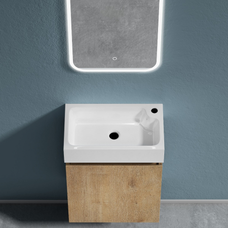 Set mobilier baie Pisa12 cu lavoar compozit alb, MDF, 46 cm, alb, maro, stejar, antracit, cu sau fara oglinda LED, Soft Close, suspendat [9]