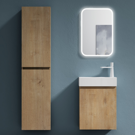 Set mobilier baie Pisa12 cu lavoar compozit alb, MDF, 46 cm, alb, maro, stejar, antracit, cu sau fara oglinda LED, Soft Close, suspendat [6]