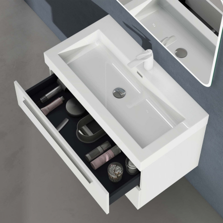 Set mobilier baie Quadratto01 cu lavoar compozit, MDF, 60 sau 90 cm, alb sau antracit, cu sau fara oglinda LED, Soft Close, suspendat [8]