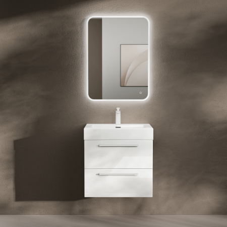 Set mobilier baie Quadratto02 cu lavoar compozit, MDF, 60 sau 90 cm, stejar, Soft Close, suspendat [6]