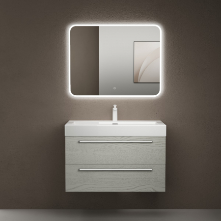 Set mobilier baie Quadratto02 cu lavoar compozit, MDF, 60 sau 90 cm, stejar, Soft Close, suspendat [3]