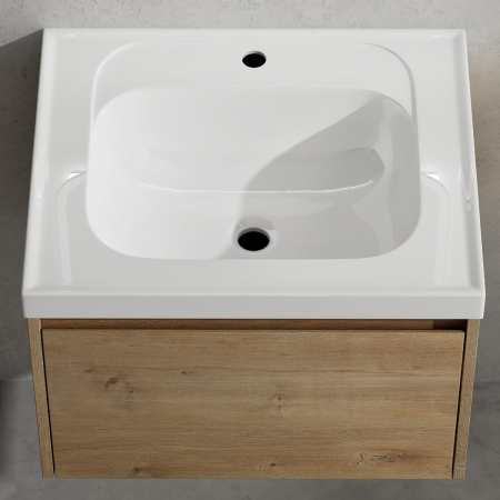 Set mobilier baie Salerno cu lavoar compozit, 60-80-100 cm, maro sau stejar, Soft Close, suspendat [7]