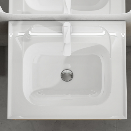Set mobilier baie Salerno cu lavoar compozit, 60-80-100 cm, maro sau stejar, Soft Close, suspendat [8]