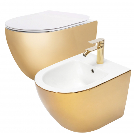 Set vas WC CARLO Flat + Bideu CARLO MINI GOLD/WHITE [0]
