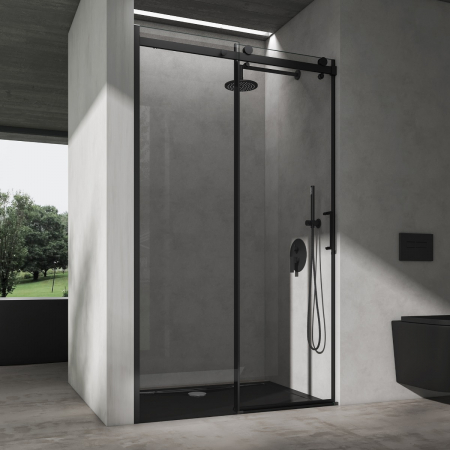 Duș - Usa dus Astra 19K, 100-150 cm, negru, glisanta, sticla securizata 8 mm transparenta