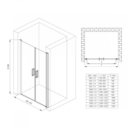 Usa dus Astra 24MS, 80-140 cm, crom, batanta, sticla securizata 6 mm sablata partial [8]