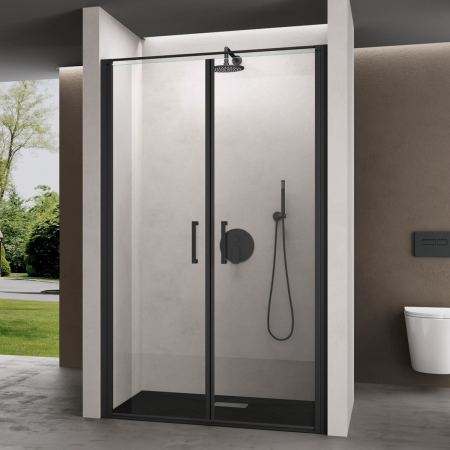 Duș - Usa dus Astra 66K, 90-120 cm, crom sau negru, batanta, sticla securizata 8 mm transparenta