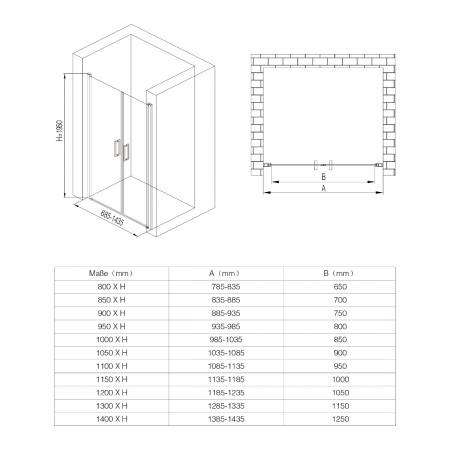 Usa dus Astra T24VS, 80-140 cm, crom, batanta, sticla securizata 6 mm sablata [10]