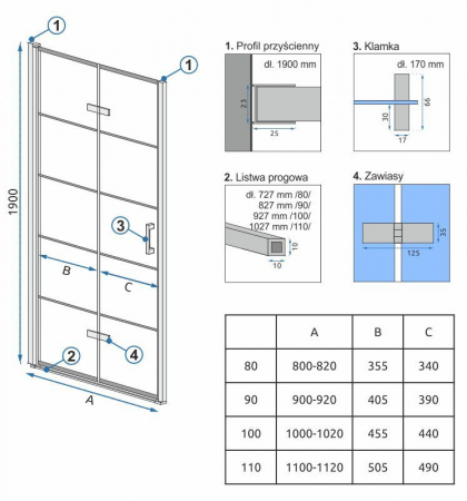 Usa dus Molier, pliabila, negru [4]