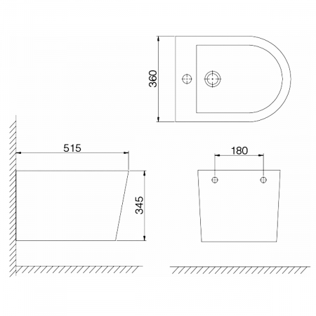 Vas bideu Astra-D108 alb 515x360x345mm, suspendabil, ceramic cu preaplin [4]