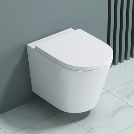 Vase WC - Vas WC Astra-108 suspendabil, Rimless, Softclose, alb