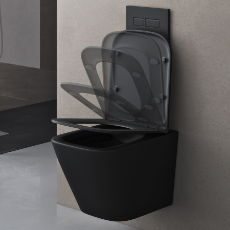 Vas WC Astra-112 suspendabil, Rimless, Softclose, negru mat [1]