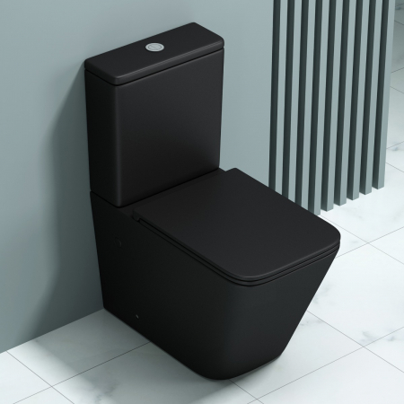 Vase WC - Vas WC Astra-112T, negru mat, montaj pe podea, cu rezervor complet și SoftClose