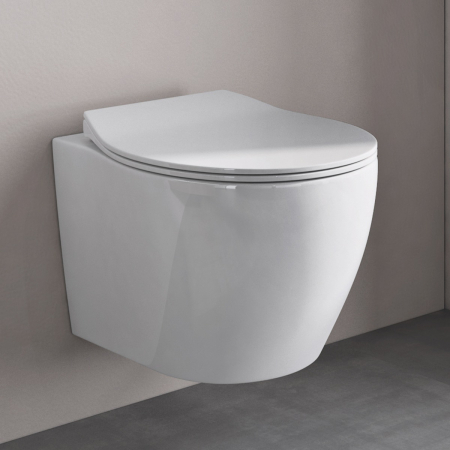 Vase WC - Vas WC Astra-126 suspendabil, Softclose, alb