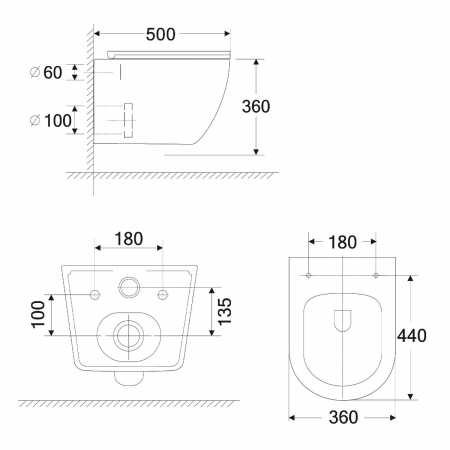 Vas WC Astra-179A suspendabil, Rimless, Softclose, alb [9]