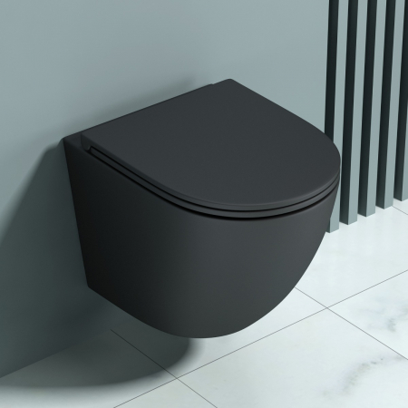 Vase WC - Vas WC Astra-179N suspendabil, Rimless, Softclose, negru
