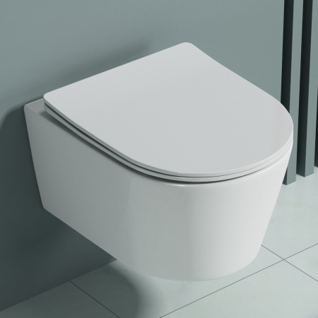 Vase WC - Vas WC Astra-306 suspendabil, Rimless, Softclose, alb