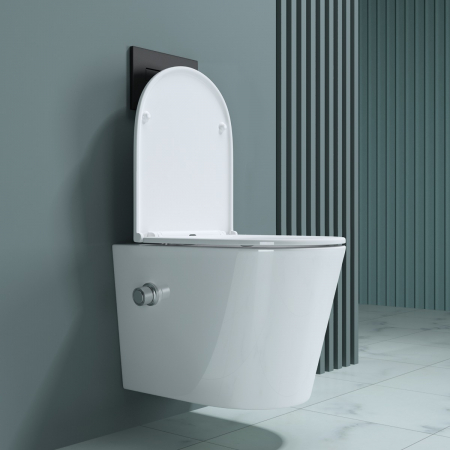 Vas WC Astra-601 cu functie bideu suspendabil, Rimless, scaun detașabil cu Softclose, alb [1]