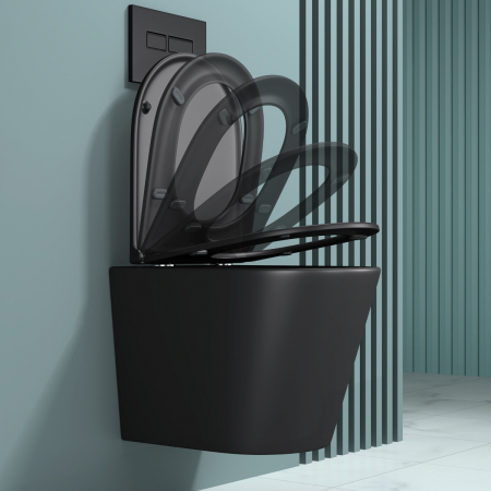 Vas WC Astra-A108 suspendabil, Rimless, Softclose, negru [5]