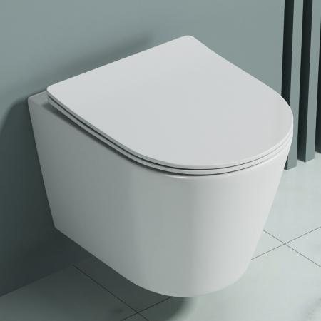 Vase WC - Vas WC Astra-A108short suspendabil, Rimless, Softclose, alb