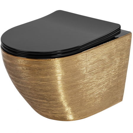 Vase WC si Bideuri - Vas WC Carlo Flat Brush Gold