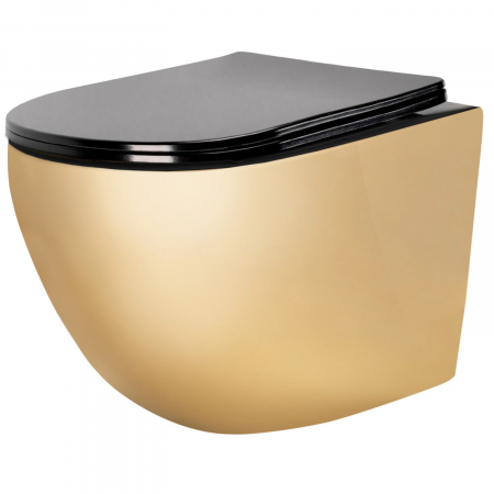 Vase WC si Bideuri - Vas WC Carlo Mini Flat Gold/Black