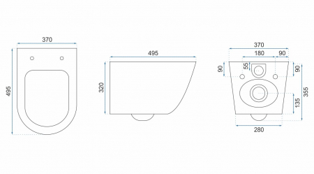 Vas WC Carlo Mini Rimless Flat negru MAT [2]
