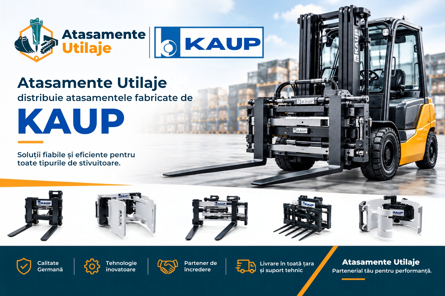 Atasamente Stivuitoare KAUP: Gama Completa pentru Orice Aplicatie Industriala