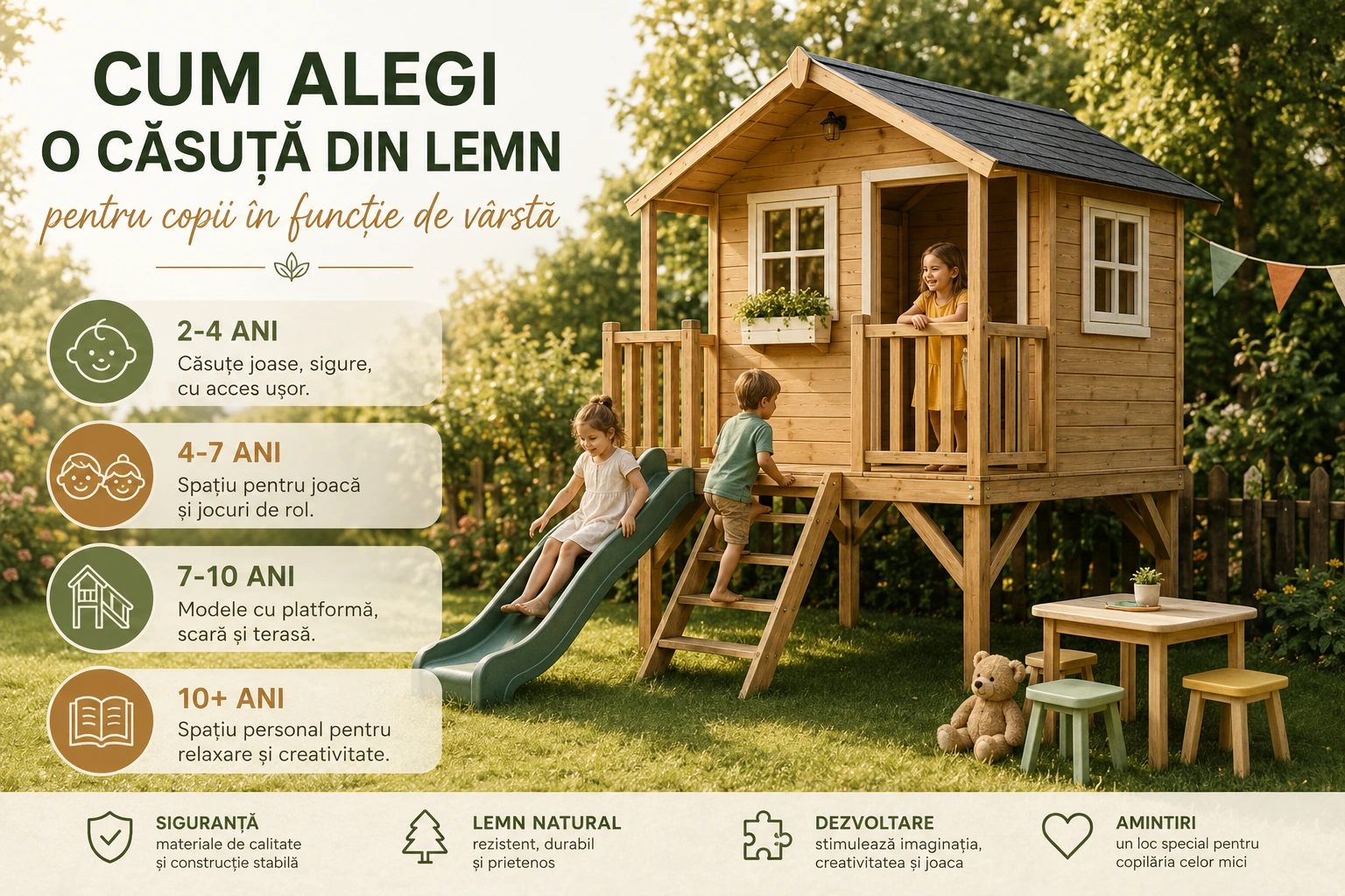 Cum alegi o căsuță din lemn pentru copii în funcție de vârstă