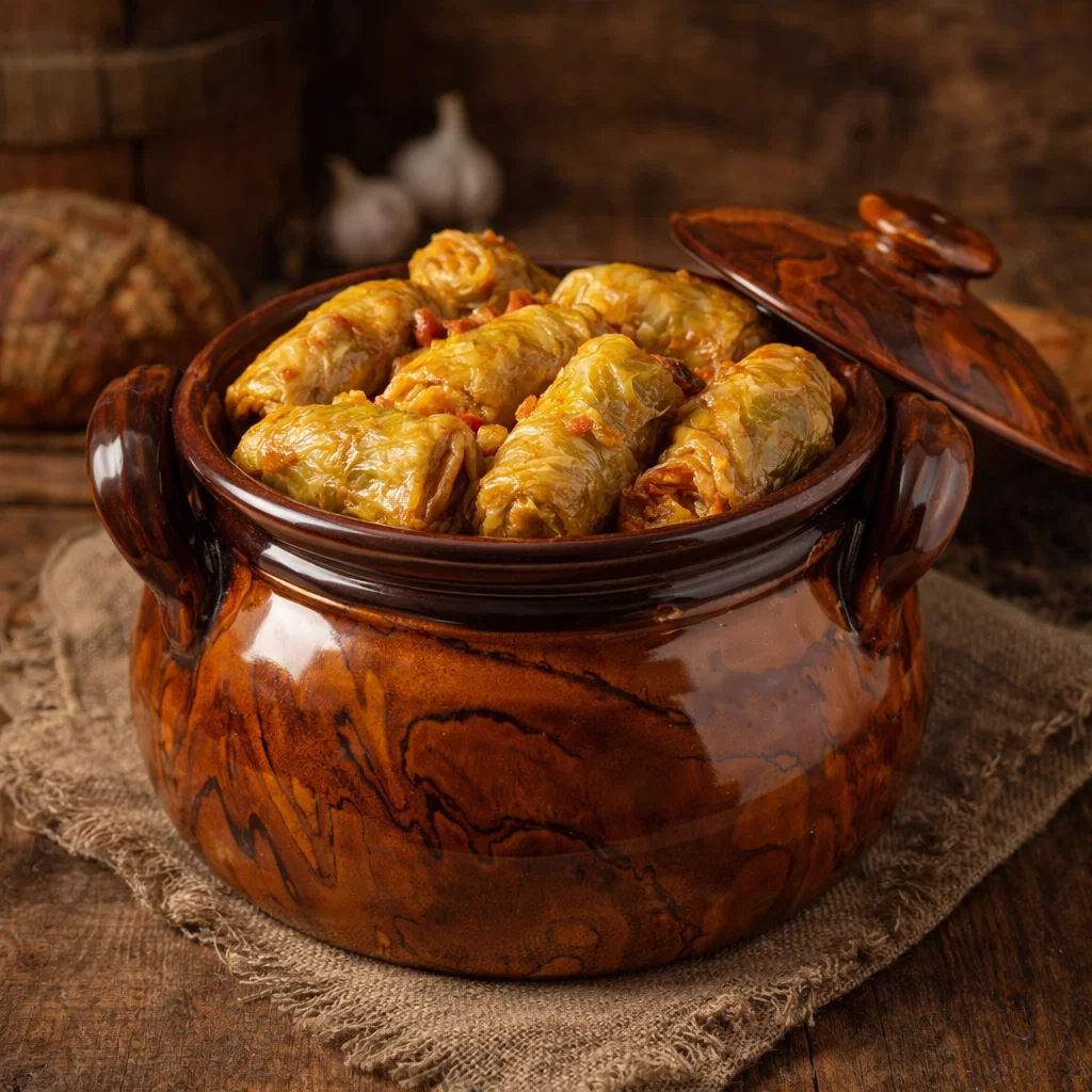 Oală de gătit din lut natural ars, smălțuit, cu capac inclus. Finisaj smălțuit, culoare tradițională. Capacitate totală de 7 litri. Destinată preparării sarmalelor, fripturilor și mâncărurilor gătite lent în cuptor. Nu este compatibilă cu flacără directă sau plite. Produs fragil, livrat prin curier. [4]