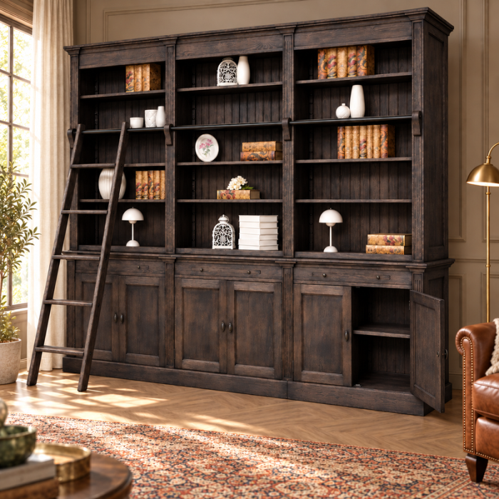 biblioteca-rustica-cu-polite-usi-si-sertare-latime-300-cm-atelier49 [2]