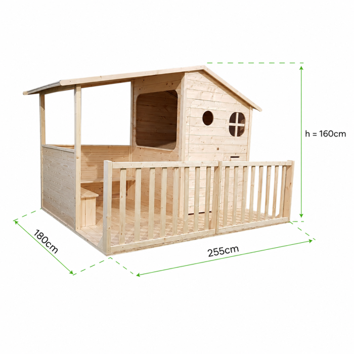 Căsuță din lemn pentru copii TILIA cu terasă acoperită și podea inclusă - ATELIER 49 [5]